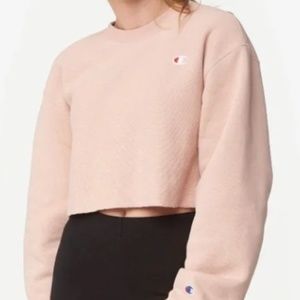 Pink Champion Cropped Reverse Weave Crew Neck